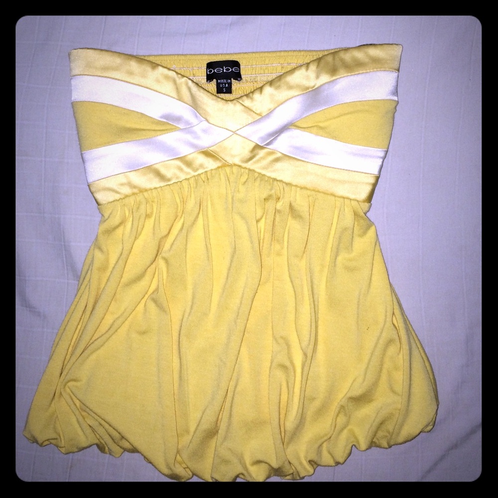 bebe Yellow and White Tank Top